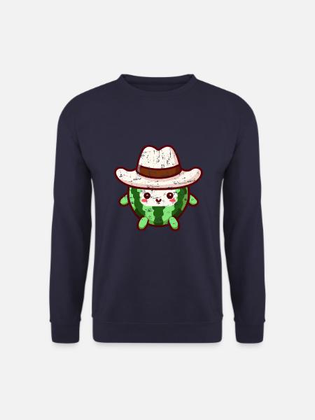 süße Wassermelone mit Cowboyhut im Kawaii stil - Unisex Pullover - Navy