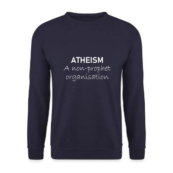 Atheism White - Unisex Sweatshirt - navy - Front - Alina (178cm) & Michal (187cm)