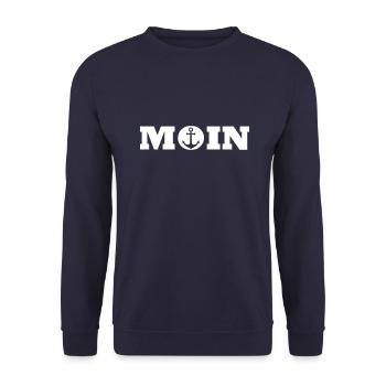Moin Anker Gruß Norddeutschland Hamburg Küste Kiel - Unisex Pullover - Navy - Vorne - Alina (178cm) & Michal (187cm)