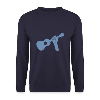 Musik Ukulele Arm Heavy Metal Rocker - Unisex Pullover - Navy - Vorne - Alina (178cm) & Michal (187cm)