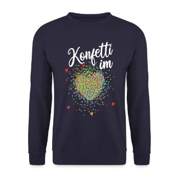 Konfetti im Herz, Fasching, Karneval, Verkleidung - Unisex Pullover - Navy - Vorne - Alina (178cm) & Michal (187cm)