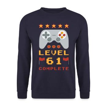 61st Birthday Level 61 Complete - Unisex Sweatshirt - navy - Front - Alina (178cm) & Michal (187cm)