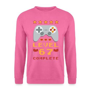 67th Birthday Level 67 Complete - Unisex Sweatshirt - pink - Front