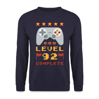 92nd Birthday Level 92 Complete - Unisex Sweatshirt - navy - Front - Alina (178cm) & Michal (187cm)