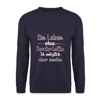 Border Collie - Unisex Pullover - Navy - Vorne - Alina (178cm) & Michal (187cm)