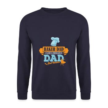 Bäcker Vater Papa cooler - Unisex Pullover - Navy - Vorne - Alina (178cm) & Michal (187cm)