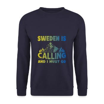 Ich muss wieder nach Schweden - Unisex Pullover - Navy - Vorne - Alina (178cm) & Michal (187cm)