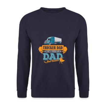 LKW Fahrer Trucker Vater cooler Papa - Unisex Pullover - Navy - Vorne - Alina (178cm) & Michal (187cm)