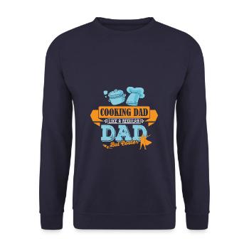 Koch Vater Papa cooler - Unisex Pullover - Navy - Vorne - Alina (178cm) & Michal (187cm)