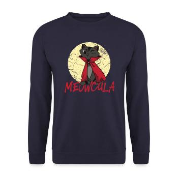 Katzen Vampir - Funny Halloween - Unisex Pullover - Navy - Vorne - Alina (178cm) & Michal (187cm)
