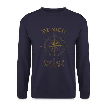 Kompass GPS Koordinaten München - Unisex Pullover - Navy - Vorne - Alina (178cm) & Michal (187cm)