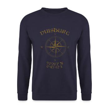 Kompass GPS Koordinaten Duisburg - Unisex Pullover - Navy - Vorne - Alina (178cm) & Michal (187cm)