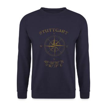 Kompass GPS Koordinaten Stuttgart - Unisex Pullover - Navy - Vorne - Alina (178cm) & Michal (187cm)