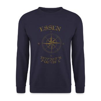 Kompass GPS Koordinaten Essen - Unisex Pullover - Navy - Vorne - Alina (178cm) & Michal (187cm)
