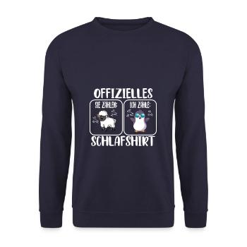 Schlafshirt Pinguin - Unisex Pullover - Navy - Vorne - Alina (178cm) & Michal (187cm)