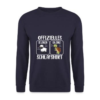 Schlafshirt Schildkröte - Unisex Pullover - Navy - Vorne - Alina (178cm) & Michal (187cm)