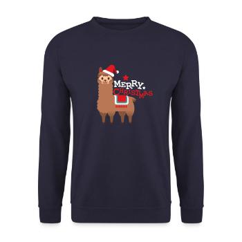Merry Christmas llama - Unisex Pullover - Navy - Vorne - Alina (178cm) & Michal (187cm)