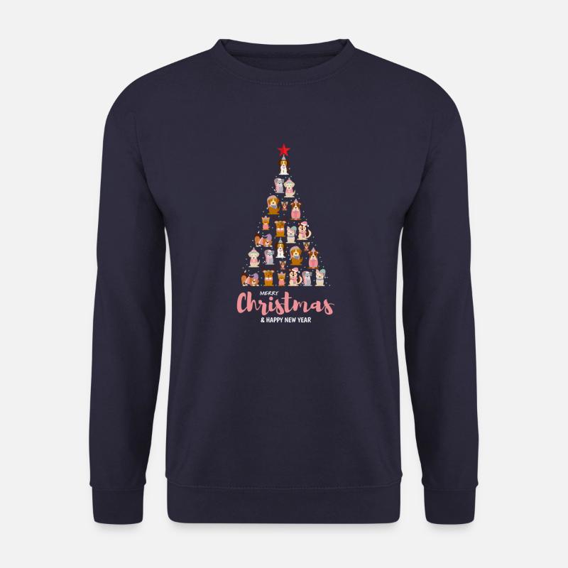 Funny Dogs Lover Christmas Tree - Sweat-shirt Unisexe - marine