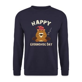 Happy Groundhog Day - Unisex Sweatshirt - navy - Front - Alina (178cm) & Michal (187cm)