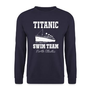 Swimmer Shirt · Swimming Team · Titanic Gift - Unisex Sweatshirt - navy - Front - Alina (178cm) & Michal (187cm)