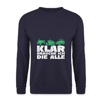 Traktor Trekker Lustiger Spruch - Unisex Pullover - Navy - Vorne - Alina (178cm) & Michal (187cm)