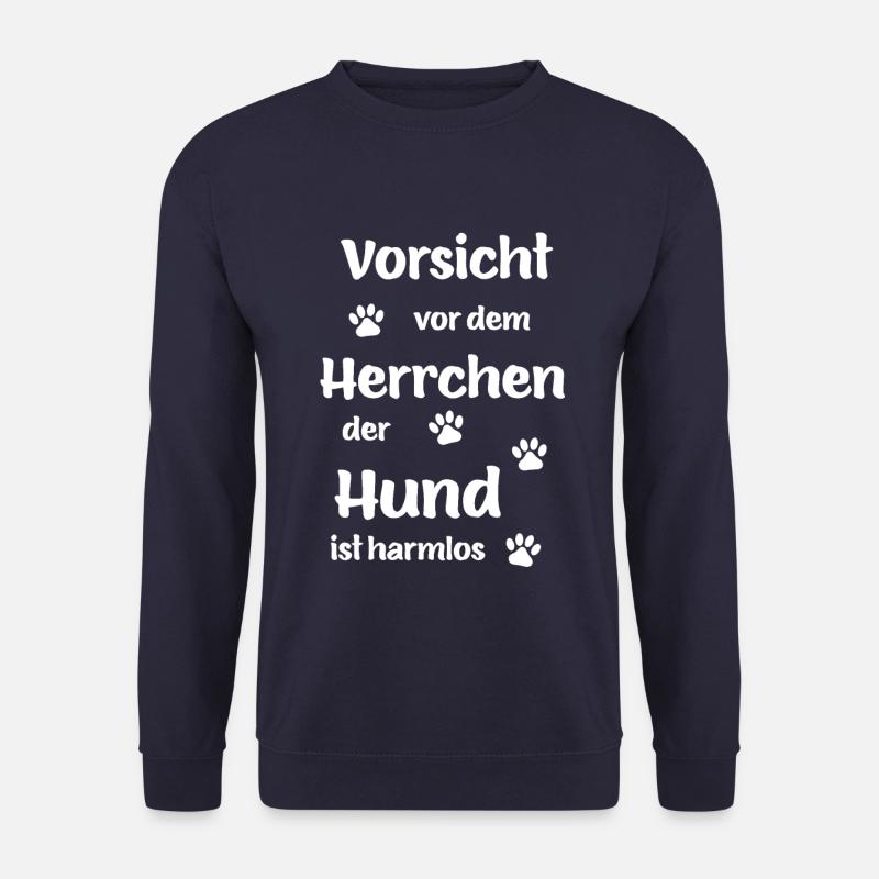 Vorsicht vor dem Herrchen der Hund ist harmlos - Unisex Pullover - Navy
