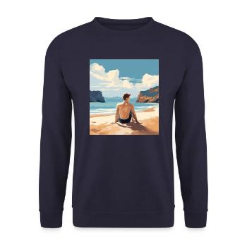 Minimalist aesthetics - sea view - Unisex Sweatshirt - navy - Front - Alina (178cm) & Michal (187cm)