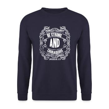 Joshua Be Strong and Courageous Gift Idea - Unisex Sweatshirt - navy - Front - Alina (178cm) & Michal (187cm)
