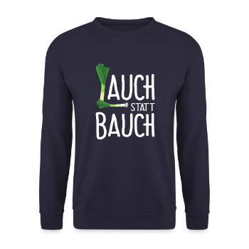 Lauch statt Bauch - Unisex Pullover - Navy - Vorne - Alina (178cm) & Michal (187cm)