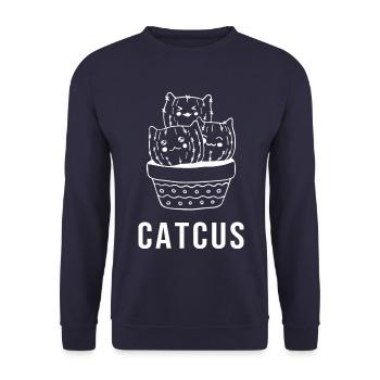 Catcus cats cat cool funny funny cactus - Unisex Sweatshirt - navy - Front - Alina (178cm) & Michal (187cm)