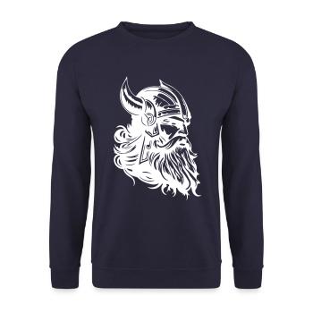 Viking Head Warrior Viking - Unisex Sweatshirt - navy - Front - Alina (178cm) & Michal (187cm)