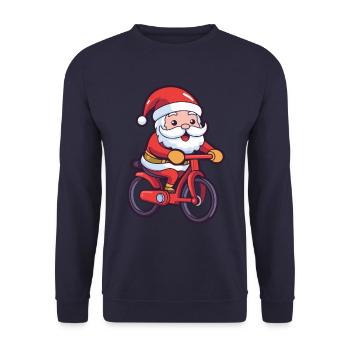 Père Noël vélo Noël - Sweat-shirt Unisexe - marine - Devant - Alina (178cm) & Michal (187cm)