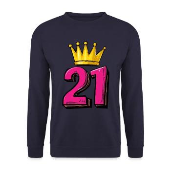 21 Number Krone - Unisex Sweatshirt - navy - Front - Alina (178cm) & Michal (187cm)