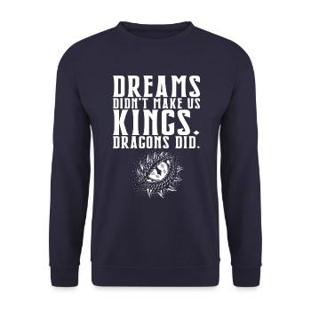 Fantastic Medieval Dragon Quote For Geek - Unisex Sweatshirt - navy - Front - Alina (178cm) & Michal (187cm)