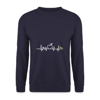 Heartbeat heart line budgie - Unisex Sweatshirt - navy - Front - Alina (178cm) & Michal (187cm)