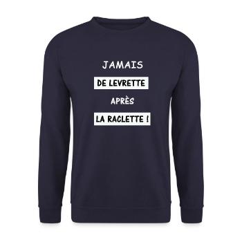 Jamais de levrette après la raclette - Sweat-shirt Unisexe - marine - Devant - Alina (178cm) & Michal (187cm)