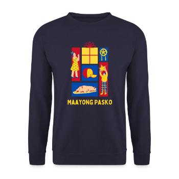 Maayong Pasko Weihnachten Filipino Style - Unisex Pullover - Navy - Vorne - Alina (178cm) & Michal (187cm)