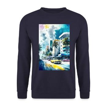 Miami Beach - Unisex Sweatshirt - navy - Front - Alina (178cm) & Michal (187cm)