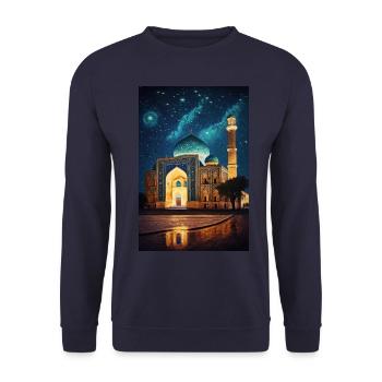 Uzbekistan Mosque - Unisex Sweatshirt - navy - Front - Alina (178cm) & Michal (187cm)