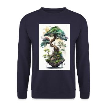 Bonsai tree - Unisex Sweatshirt - navy - Front - Alina (178cm) & Michal (187cm)