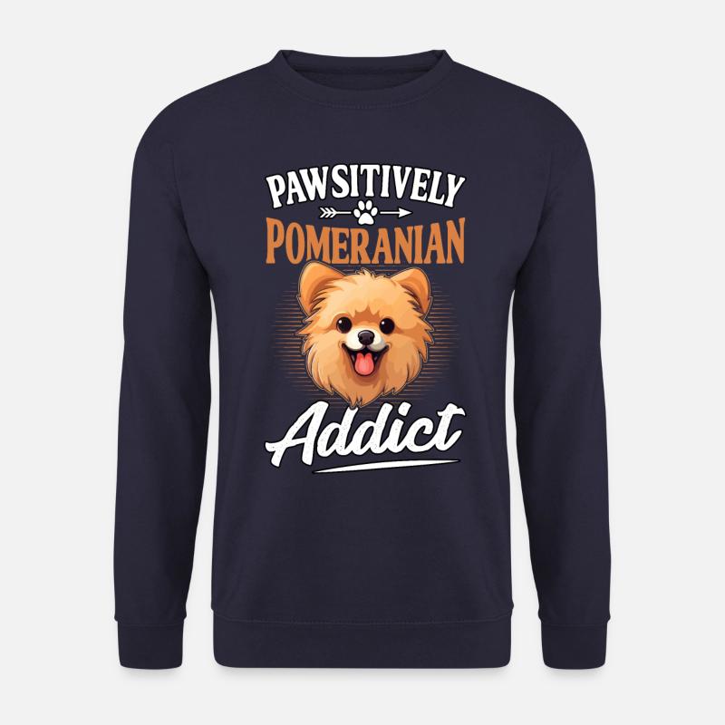 Pomeranian Pawsitively Addict - Unisex Pullover - Navy