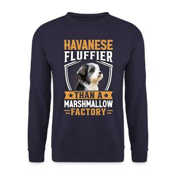 Havanese Fluffier than a Marshmallow Factory - Unisex Pullover - Navy - Vorne - Alina (178cm) & Michal (187cm)