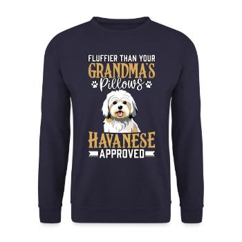 Fluffier than your Grandma's Pillows Havanese - Unisex Sweatshirt - navy - Front - Alina (178cm) & Michal (187cm)