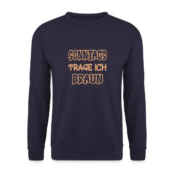 Le dimanche, je porte du marron En disant couleur marron - Sweat-shirt Unisexe - marine - Devant - Alina (178cm) & Michal (187cm)