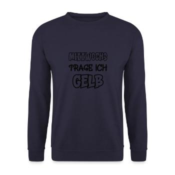 Le mercredi, je porte du jaune Dicton Couleur jaune - Sweat-shirt Unisexe - marine - Devant - Alina (178cm) & Michal (187cm)