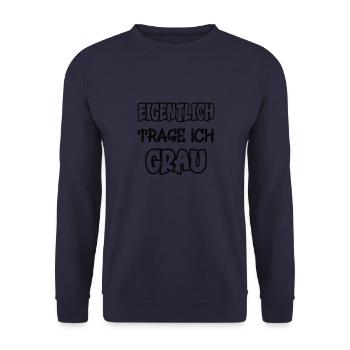 En fait, je porte du gris en disant couleur grise - Sweat-shirt Unisexe - marine - Devant - Alina (178cm) & Michal (187cm)