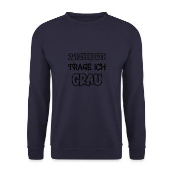In between I wear gray saying color gray - Unisex Sweatshirt - navy - Front - Alina (178cm) & Michal (187cm)