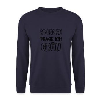 Ab und zu trage ich grün Spruch Farbe grün - Unisex Pullover - Navy - Vorne - Alina (178cm) & Michal (187cm)