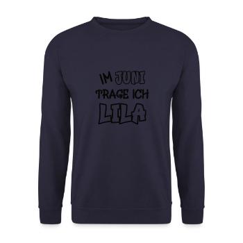 In June I'm wearing purple saying color purple - Unisex Sweatshirt - navy - Front - Alina (178cm) & Michal (187cm)