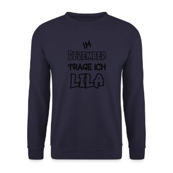 In December I'm wearing purple saying color purple - Unisex Sweatshirt - navy - Front - Alina (178cm) & Michal (187cm)